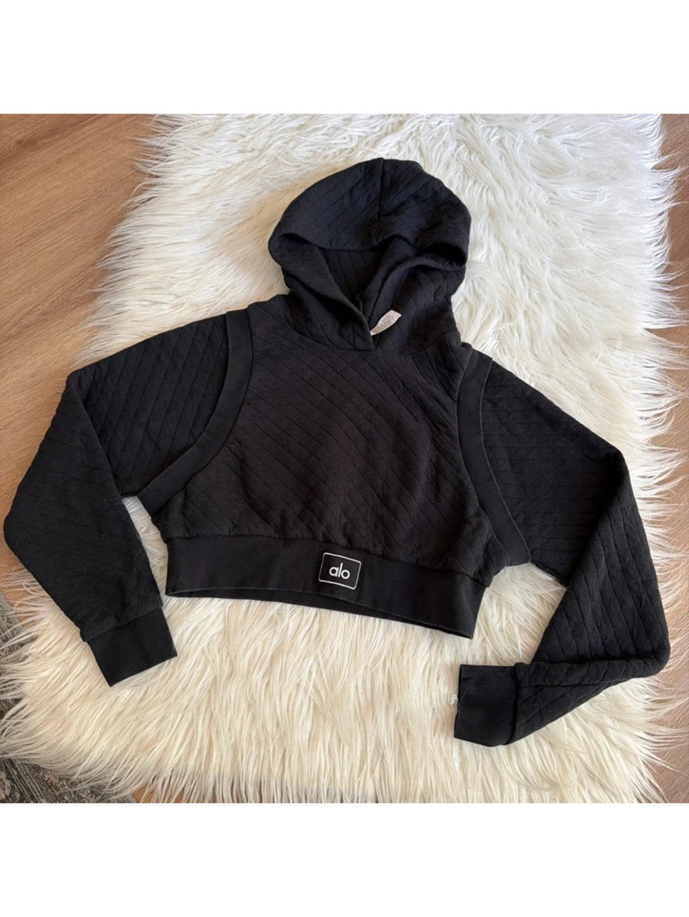 Alo black cropped hoodie size XS